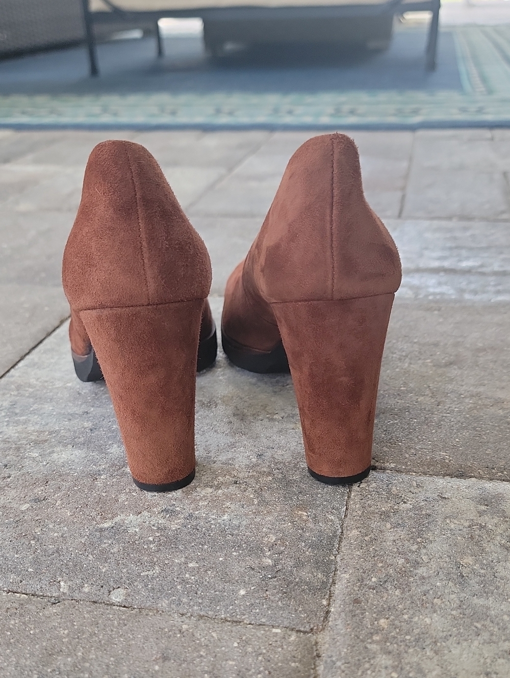 Wonders Brown Suede Block Heel Platform Pumps Memory Gel Cushioned Insoles Sz 39 - Picture 4 of 14